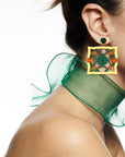 Hünkarın Gözdesi Ottoman Collection Green Orange Earrings