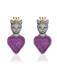 Love of Siam White & Ruby Large Siamese Cat Earrings