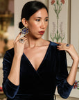 The Sultan`s Beloved Ottoman Collection Dark Blue Earrings