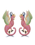 Mystery of Art Ruby Crystal Mythological Sphinx Earrings