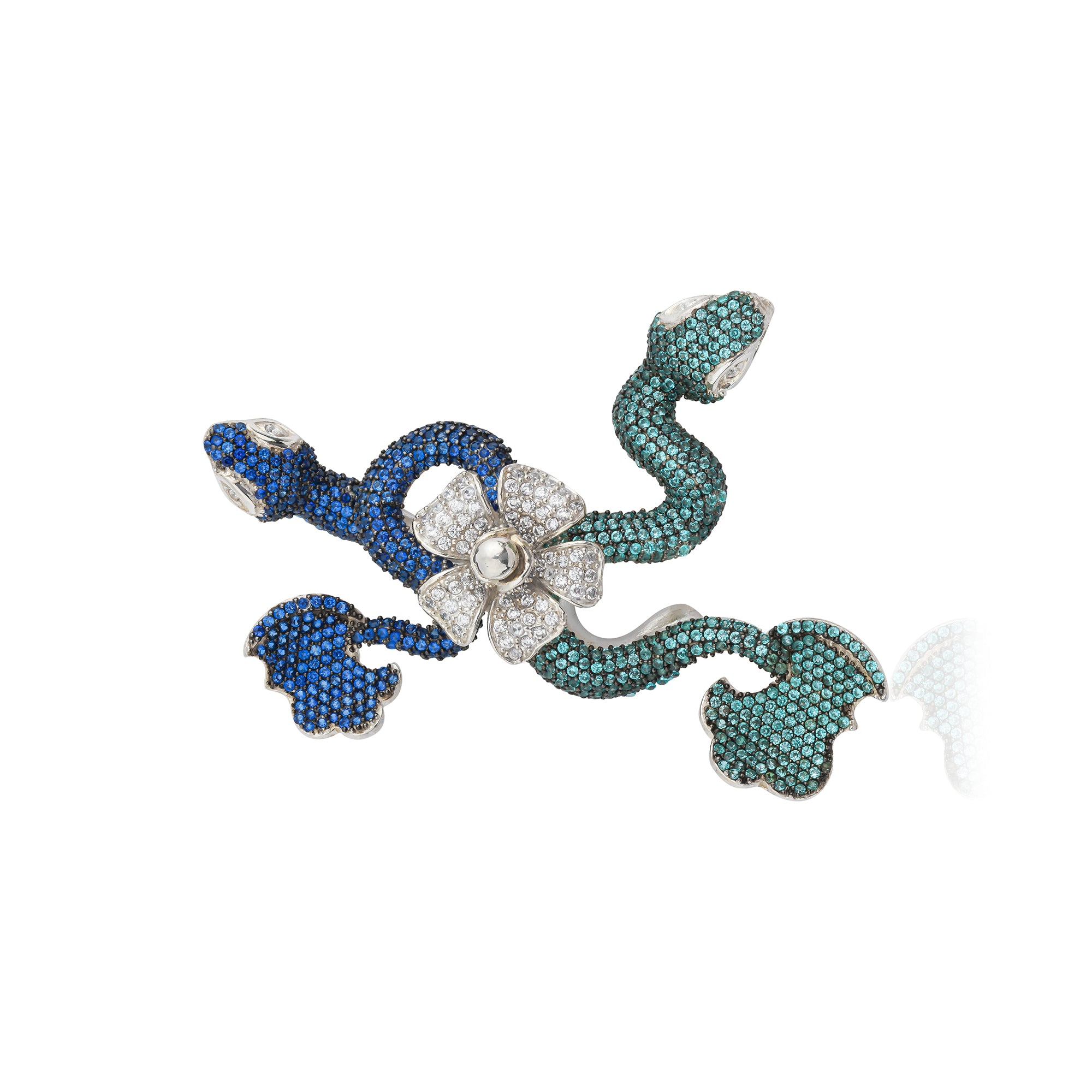 Power of Love Dark Blue & Green & White Double  Mythological Shahmaran Badge