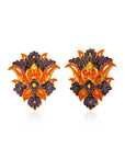 Royal World Purple Crystal Orange Enamel Crystal Earrings
