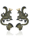 Secret of The Universe Olive Crystal Mythological Dragon Earrings