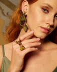 Secret of The Universe Olive Crystal Mythological Dragon Earrings