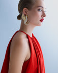 Mystery of Art White Crystal Mythological Sphinx Earrings
