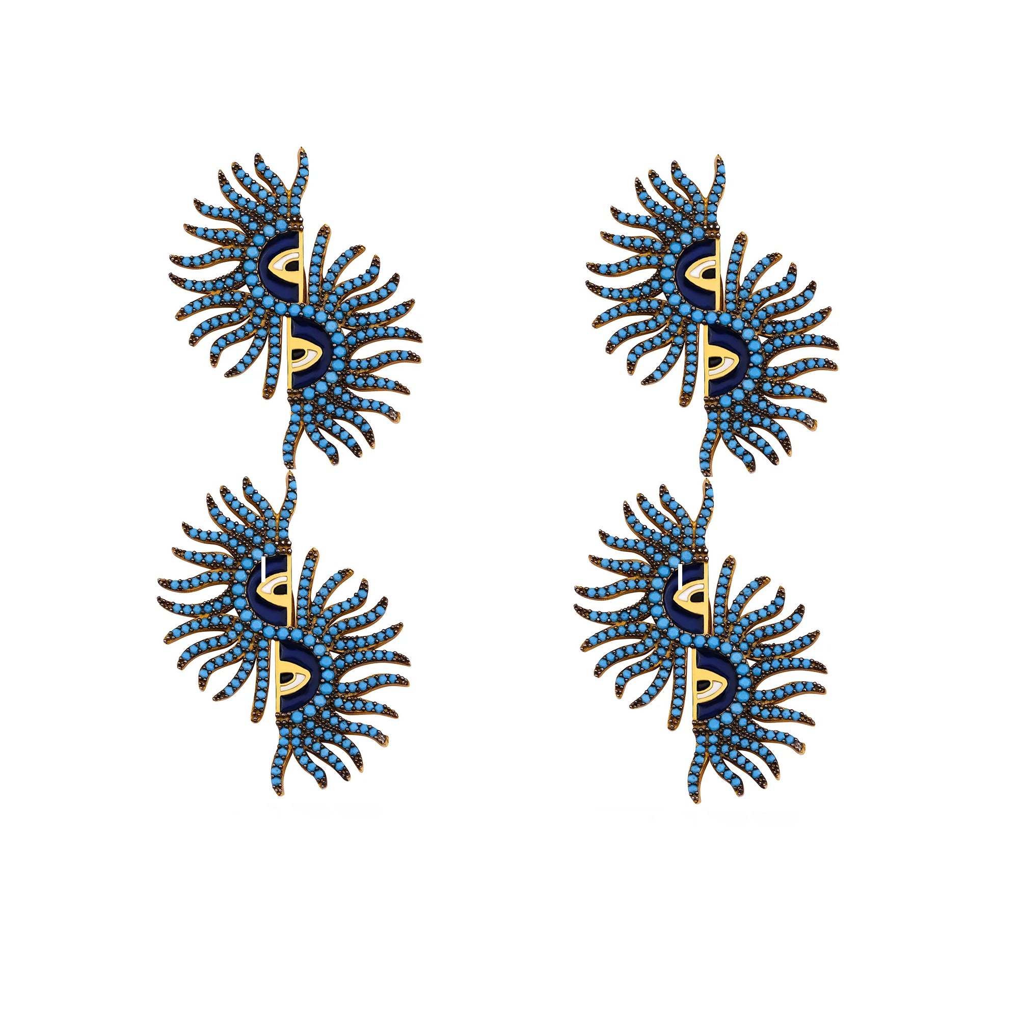 Rise of The Sun Turquoise Double Earrings