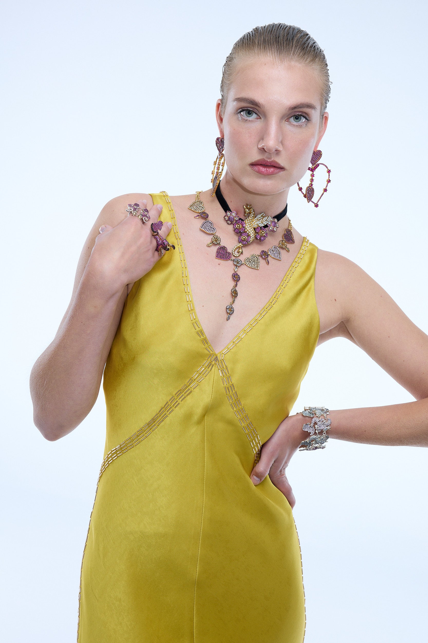 Secret of Heart Ruby &amp; Pink &amp; Champaigne Choker/Necklace