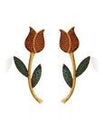 Tulip Era Orange & Green Earrings
