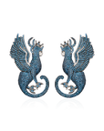 Mystery of Art Aqua Crystal Mythological Sphinx Earrings