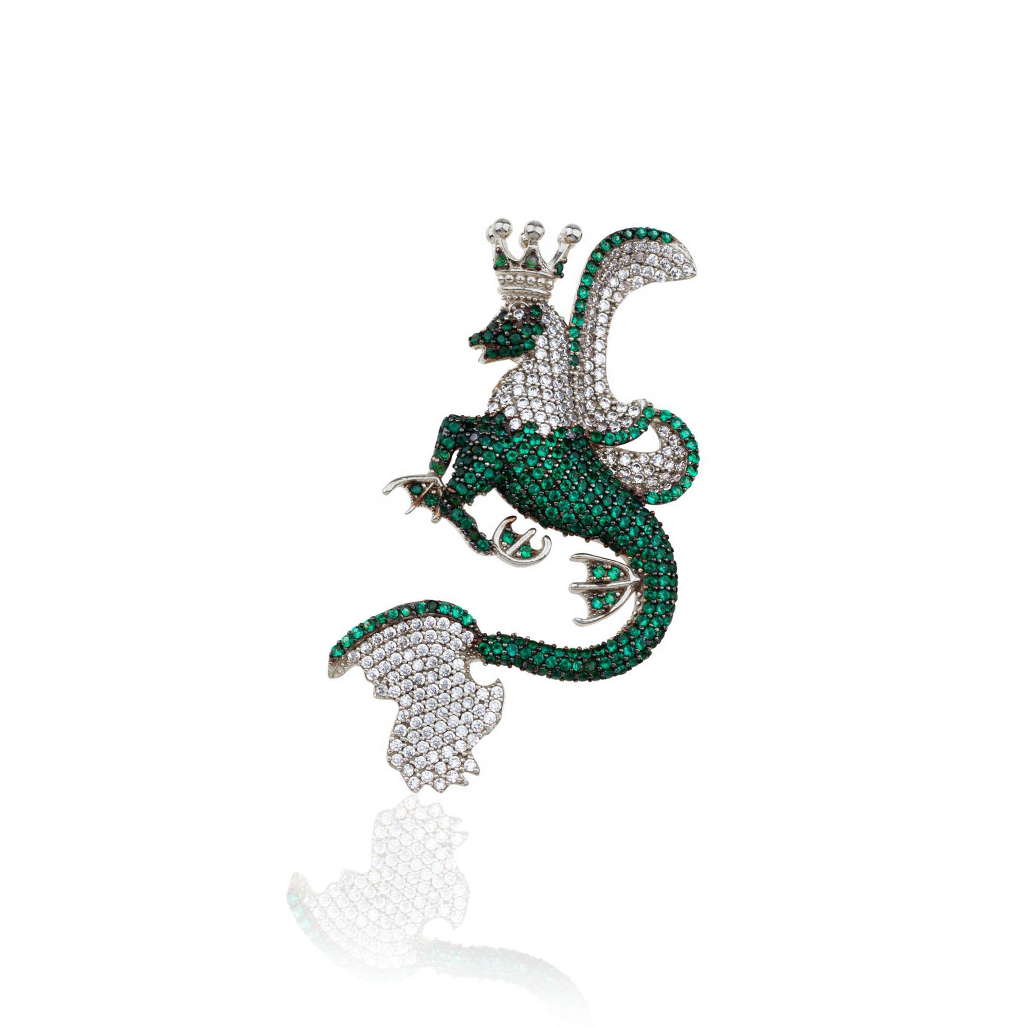 Secret of Stamboul Yeşil Kristal Efsanevi Dragon Kolye / Broş