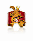 Secret of The Universe Garnet Crystal Red Enamel Mythological Dragon Bracelet